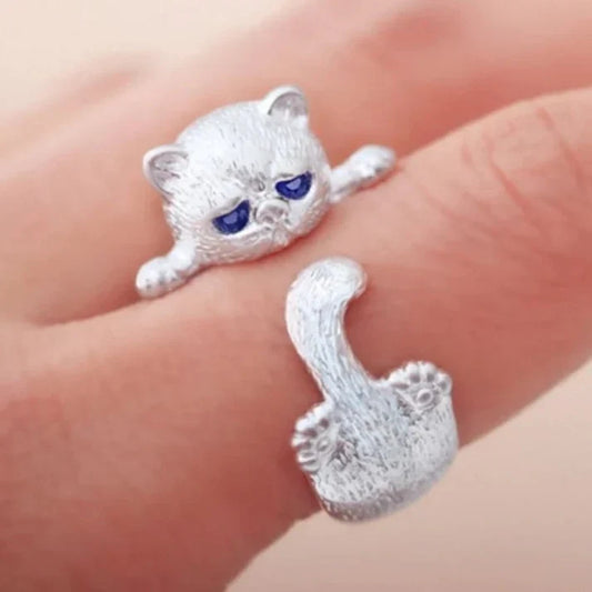 Verstellbarer Ring mit süßer Katze